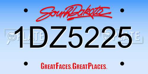 1DZ5225 South Dakota License Plate
