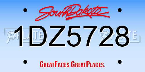 1DZ5728 South Dakota License Plate