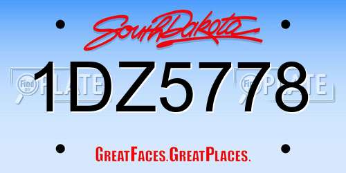 1DZ5778 South Dakota License Plate