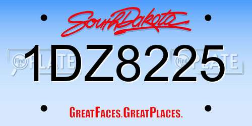 1DZ8225 South Dakota License Plate