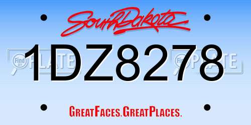 1DZ8278 South Dakota License Plate