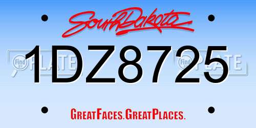 1DZ8725 South Dakota License Plate