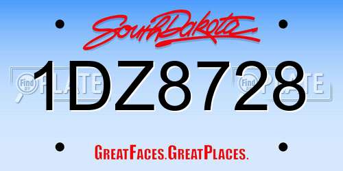 1DZ8728 South Dakota License Plate