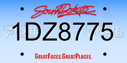 1DZ8775 South Dakota License Plate