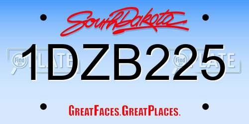 1DZB225 South Dakota License Plate