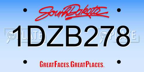1DZB278 South Dakota License Plate