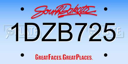 1DZB725 South Dakota License Plate