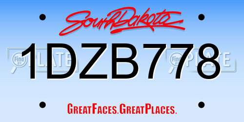 1DZB778 South Dakota License Plate