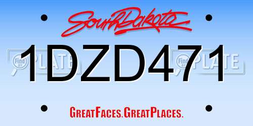 1DZD471 South Dakota License Plate