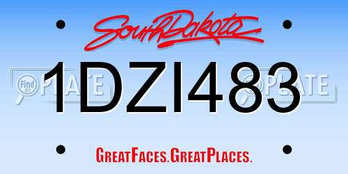 1DZI483 South Dakota License Plate