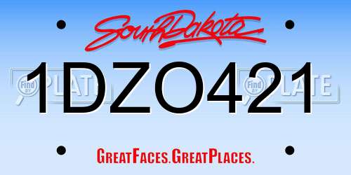 1DZO421 South Dakota License Plate