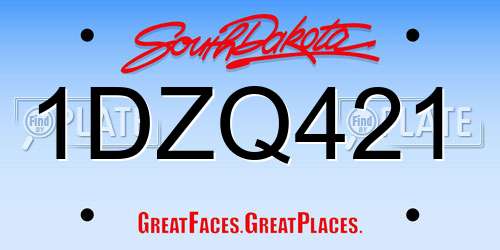1DZQ421 South Dakota License Plate