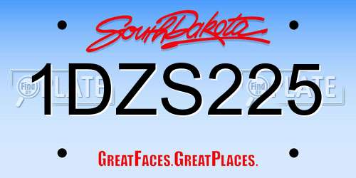 1DZS225 South Dakota License Plate