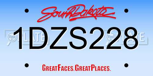1DZS228 South Dakota License Plate