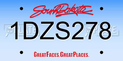 1DZS278 South Dakota License Plate