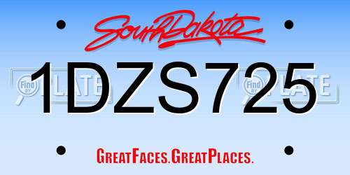 1DZS725 South Dakota License Plate