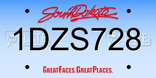 1DZS728 South Dakota License Plate
