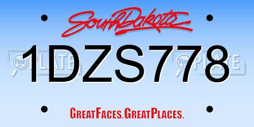 1DZS778 South Dakota License Plate