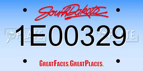 1E00329 South Dakota License Plate