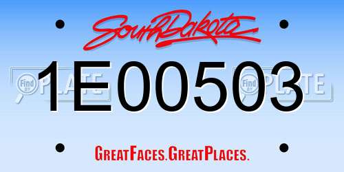 1E00503 South Dakota License Plate