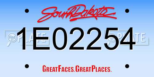 1E02254 South Dakota License Plate