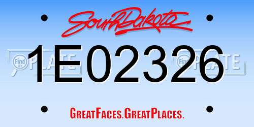 1E02326 South Dakota License Plate