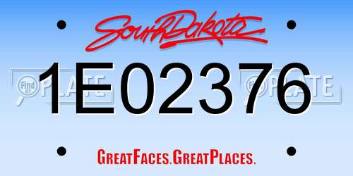 1E02376 South Dakota License Plate
