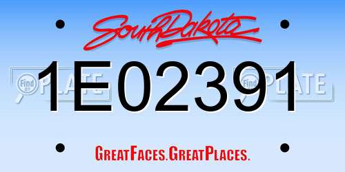 1E02391 South Dakota License Plate