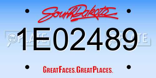 1E02489 South Dakota License Plate