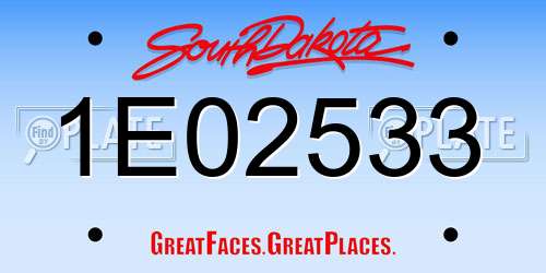 1E02533 South Dakota License Plate