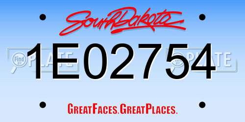 1E02754 South Dakota License Plate