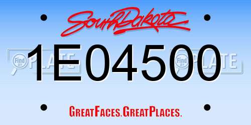 1E04500 South Dakota License Plate