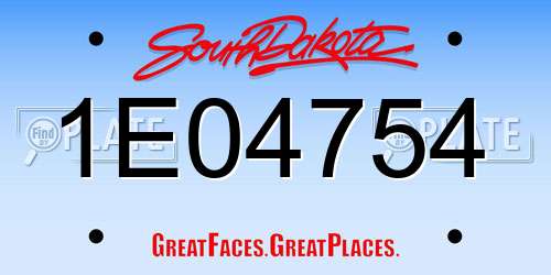 1E04754 South Dakota License Plate