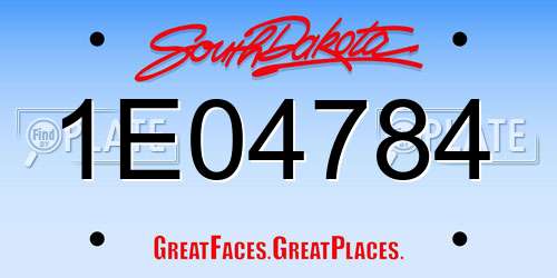 1E04784 South Dakota License Plate