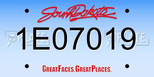 1E07019 South Dakota License Plate