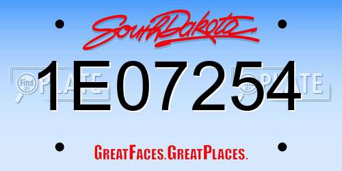 1E07254 South Dakota License Plate
