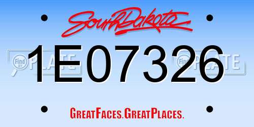 1E07326 South Dakota License Plate