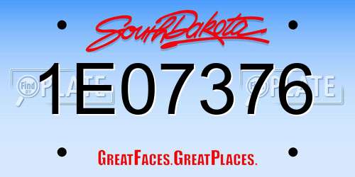 1E07376 South Dakota License Plate