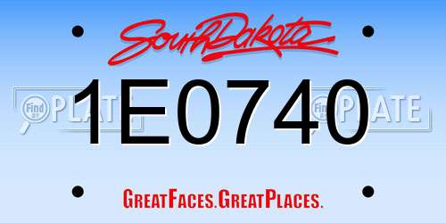 1E0740 South Dakota License Plate
