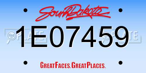 1E07459 South Dakota License Plate