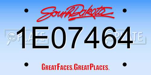 1E07464 South Dakota License Plate
