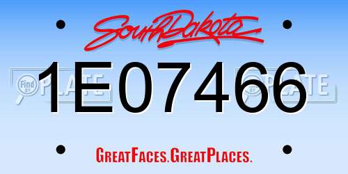 1E07466 South Dakota License Plate