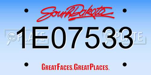 1E07533 South Dakota License Plate