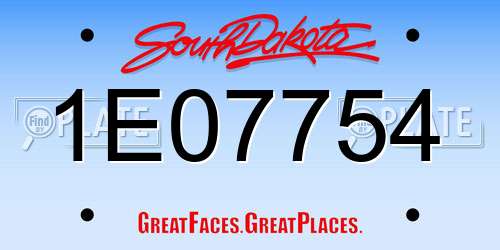 1E07754 South Dakota License Plate