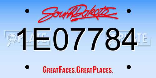 1E07784 South Dakota License Plate