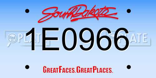 1E0966 South Dakota License Plate