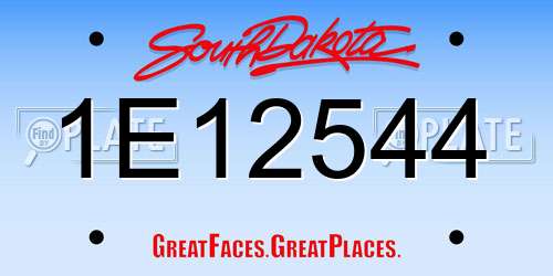 1E12544 South Dakota License Plate