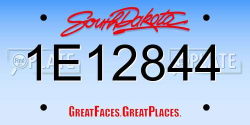 1E12844 South Dakota License Plate