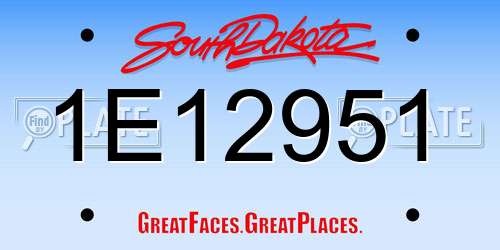 1E12951 South Dakota License Plate