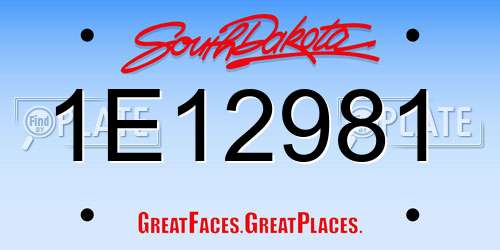 1E12981 South Dakota License Plate